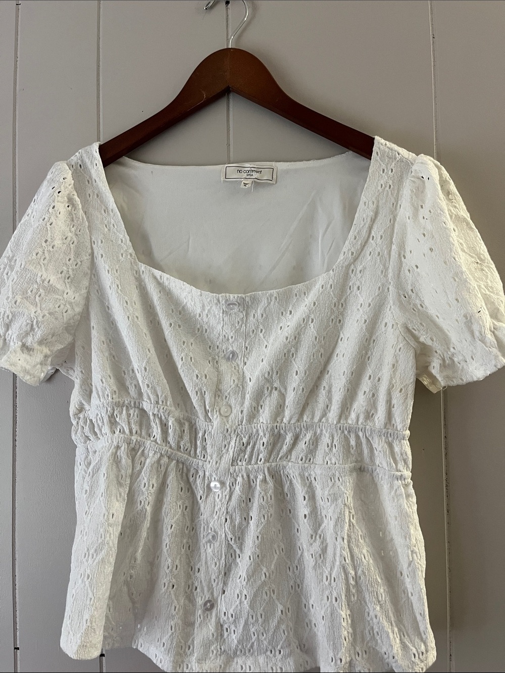 Noonday Collection White Eyelet Puff Sleeve Blouse
